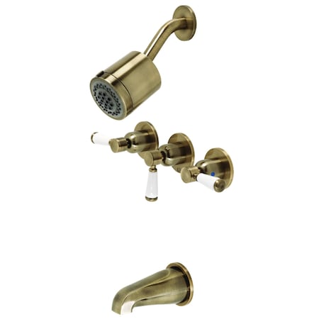 Tub And Shower Faucet, Antique Brass, Wall Mount